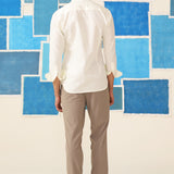 Ivory Linen Shirt with Minimal Embroidery
