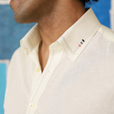Ivory Linen Shirt with Minimal Embroidery