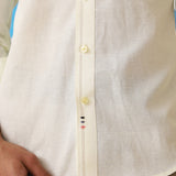 Ivory Linen Shirt with Minimal Embroidery