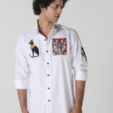 Egyptian themed embroidery shirt