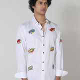 Pop clip art embroidery shirt