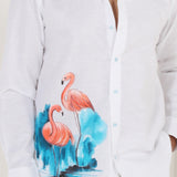 flamingo hand painted shirt