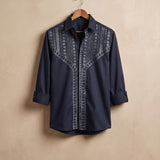 Navy Tribal Embroidered Shirt