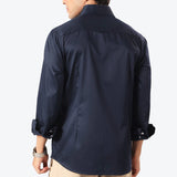 Navy Coral Embroidered Shirt