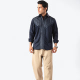 Navy Tribal Embroidered Shirt