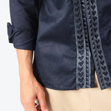 Navy Tribal Embroidered Shirt