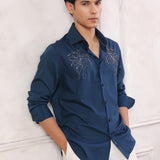 Blue Orchid Embroidered Shirt