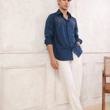 Blue Orchid Embroidered Shirt