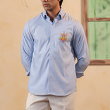 Azure Beetle Embroidered Shirt