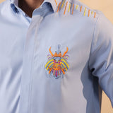 Azure Beetle Embroidered Shirt