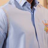 Azure Beetle Embroidered Shirt