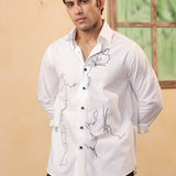 Abstract Cat Embroidered Shirt