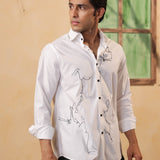 Abstract Cat Embroidered Shirt