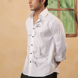 Abstract Cat Embroidered Shirt