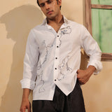 Abstract Cat Embroidered Shirt