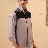 Ash Grey Embroidered Shirt