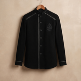 crown-black-japanese-black-bandhgala-shirt-for-men