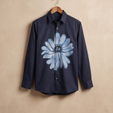 Floral Elegance Hand-Painted Giza Cotton Shirt
