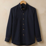 Navy Pintuck Elegance Shirt
