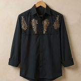 Green Pearl and floral embellishment Shirt