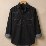 Black Denim Detail Shirt