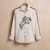 Equestrian Embroidered White Giza Cotton Shirt