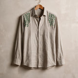 Floral leaves hand painted linen shirt