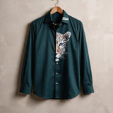 Tiger face teal green shirt