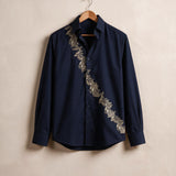 Navy Aari Work Designer Shirt