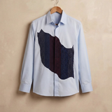 Indigo Crest, Embroidered Designer Shirt