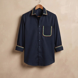 NAVY BLUE EMBROIDERED SHIRT