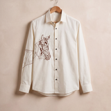 Equestrian Elegance, Embroidered Giza Cotton Shirt