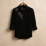 Urban Edge - Japanese Mess Fabric Shirt with Leather Detailing