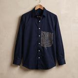 FEATHER NAVY EMBROIDERED SHIRT