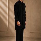 NoirEdge,Japanese Fabric with Leather Detailing Kurta