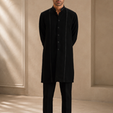 NoirEdge,Japanese Fabric with Leather Detailing Kurta
